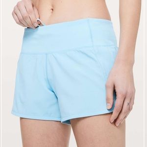 hydro blue lululemon run time shorts (size 4)